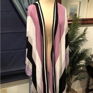 Joan Vass Striped Knit Open Sweater or Swim Coverup